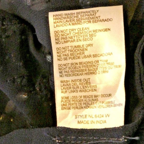 Navy Chiffon Blouse Beaded Top Sheer Dinner Dance Cocktail Party UK 10 = US 6 - Picture 8 of 9